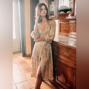 NWT Sezane Orchidee Silk Wrap Dress, Size 46 (US 14)